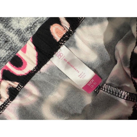 No Boundaries Leggings S Black Pink Love Hearts Print Casual Athleisure - Picture 4 of 4